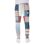 4th of July USA Denim Patchwork Print Scuba Joggers