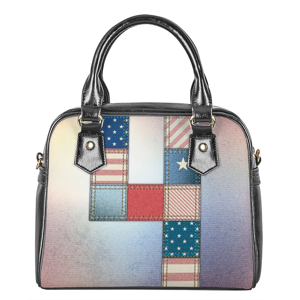 4th of July USA Denim Patchwork Print Shoulder Handbag