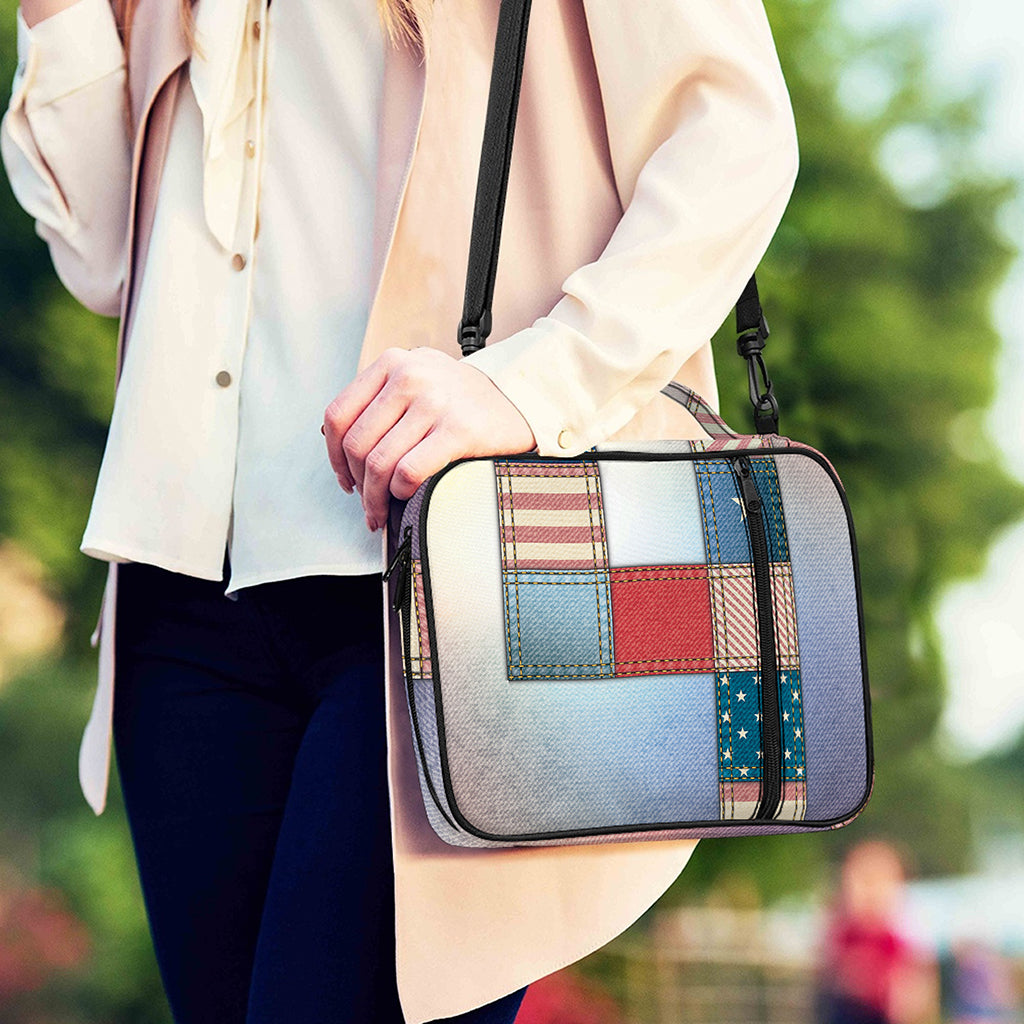 4th of July USA Denim Patchwork Print Shoulder Strap Bible Bag
