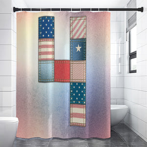 4th of July USA Denim Patchwork Print Shower Curtain