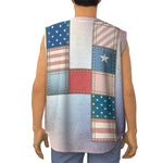 4th of July USA Denim Patchwork Print Sleeveless Baseball Jersey
