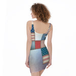 4th of July USA Denim Patchwork Print Sleeveless Bodycon Dress