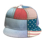 4th of July USA Denim Patchwork Print Snapback Cap