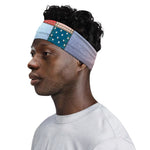 4th of July USA Denim Patchwork Print Sports Headband