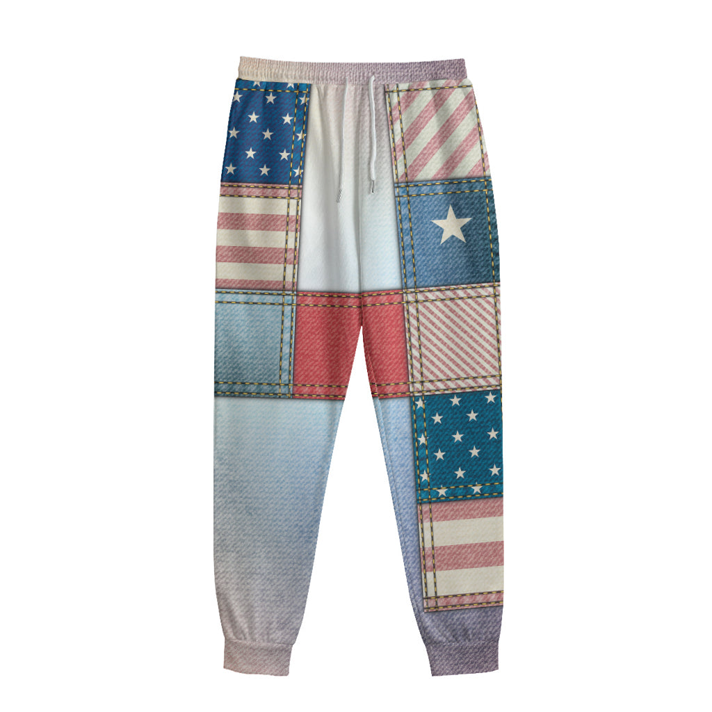 4th of July USA Denim Patchwork Print Sweatpants