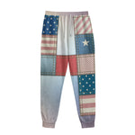 4th of July USA Denim Patchwork Print Sweatpants