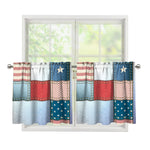 4th of July USA Denim Patchwork Print Tier Curtains