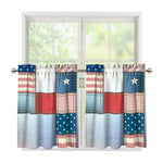 4th of July USA Denim Patchwork Print Tier Curtains