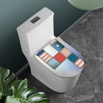 4th of July USA Denim Patchwork Print Toilet Lid Cover