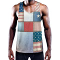 4th of July USA Denim Patchwork Print Men's Workout Tank Top