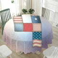 4th of July USA Denim Patchwork Print Waterproof Round Tablecloth