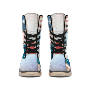 4th of July USA Denim Patchwork Print Winter Boots