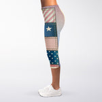 4th of July USA Denim Patchwork Print Women's Capri Leggings