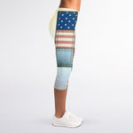 4th of July USA Denim Patchwork Print Women's Capri Leggings