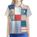 4th of July USA Denim Patchwork Print Women's Polo Shirt