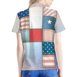 4th of July USA Denim Patchwork Print Women's Polo Shirt