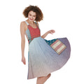 4th of July USA Denim Patchwork Print Sleeveless Knee Length Dress