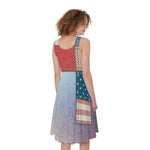 4th of July USA Denim Patchwork Print Women's Sleeveless Dress