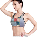 4th of July USA Denim Patchwork Print Women's Sports Bra