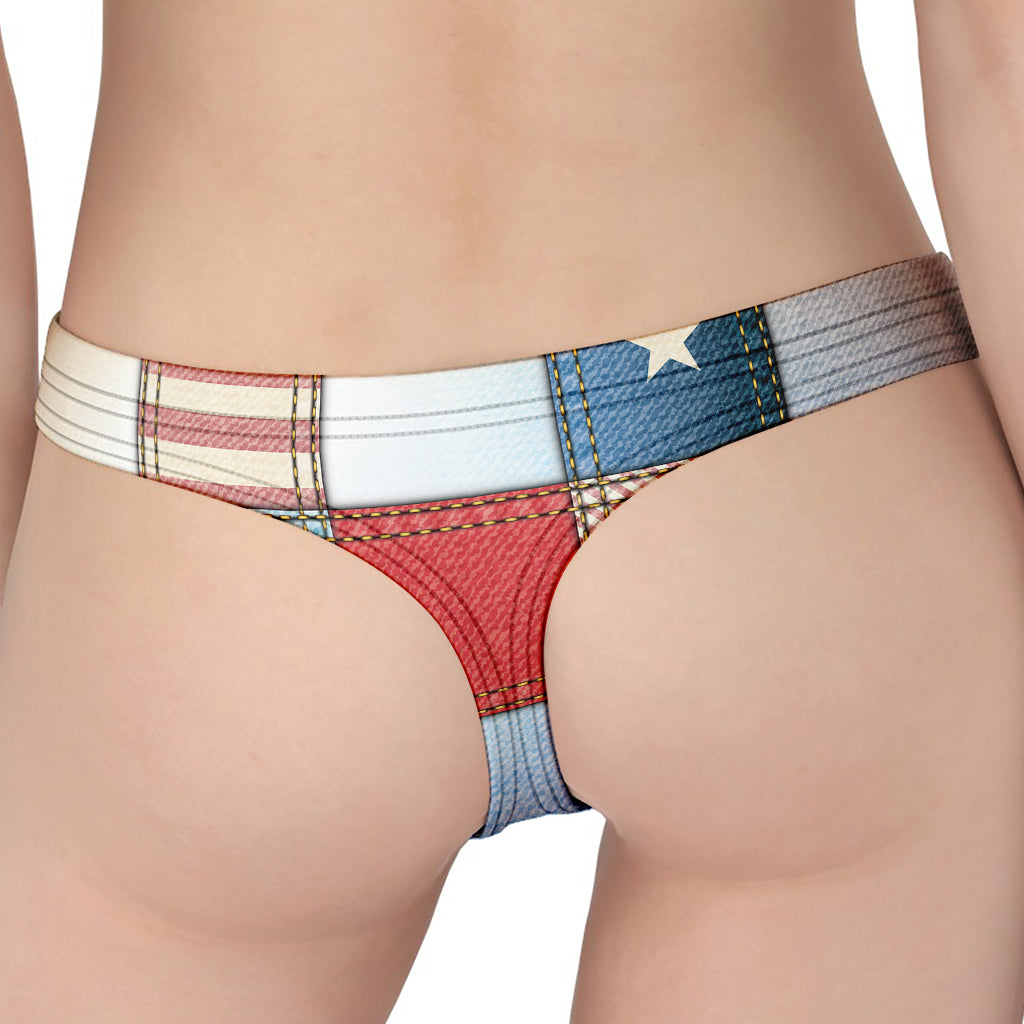 4th of July USA Denim Patchwork Print Women's Thong