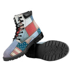 4th of July USA Denim Patchwork Print Work Boots