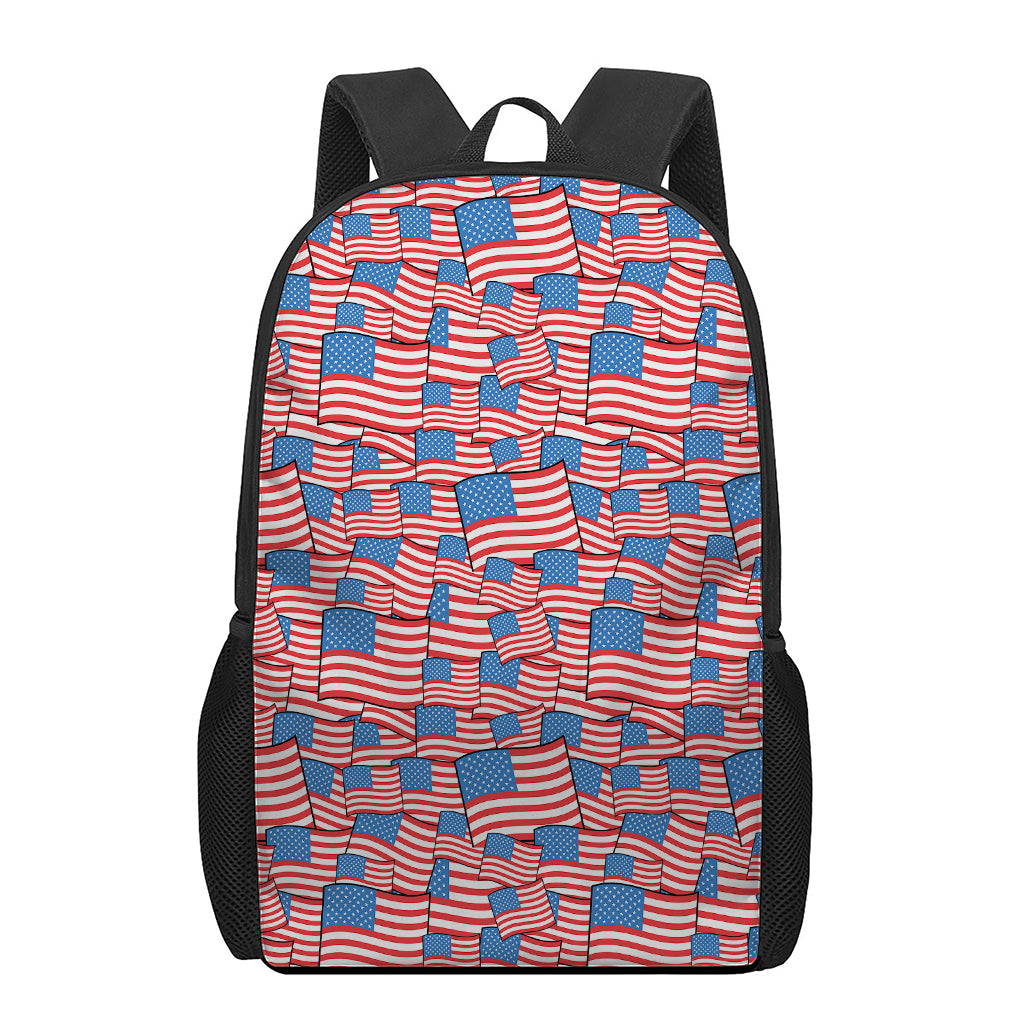 4th of July USA Flag Pattern Print 17 Inch Backpack