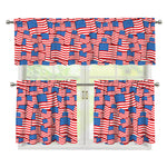 4th of July USA Flag Pattern Print 3 Piece Kitchen Curtains
