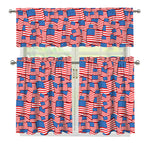4th of July USA Flag Pattern Print 3 Piece Kitchen Curtains
