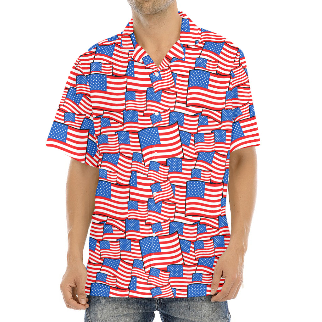 4th of July USA Flag Pattern Print Aloha Shirt