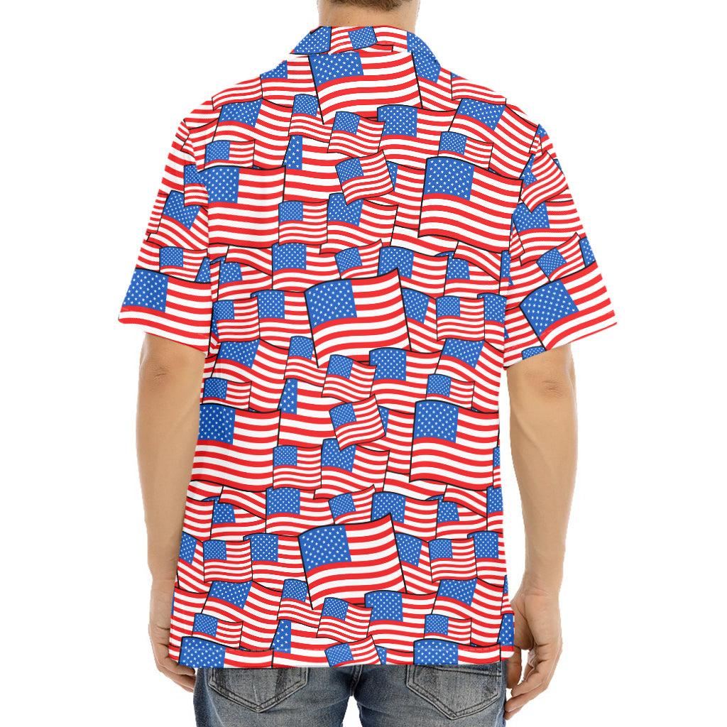 4th of July USA Flag Pattern Print Aloha Shirt