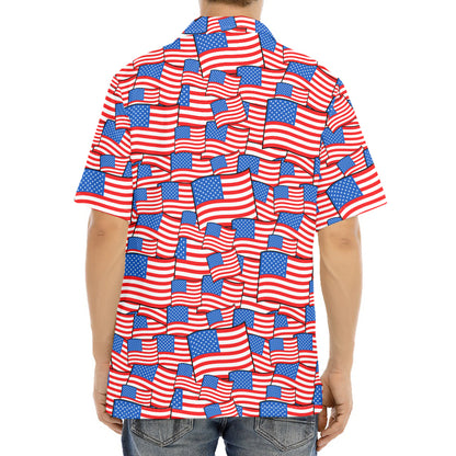4th of July USA Flag Pattern Print Aloha Shirt