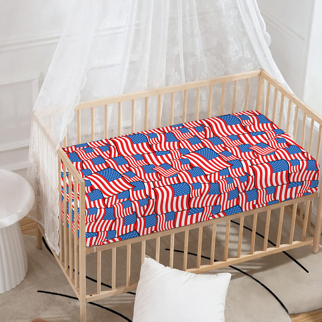 4th of July USA Flag Pattern Print Baby Crib Sheet