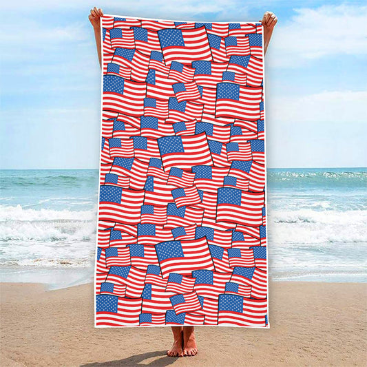 4th of July USA Flag Pattern Print Beach Towel