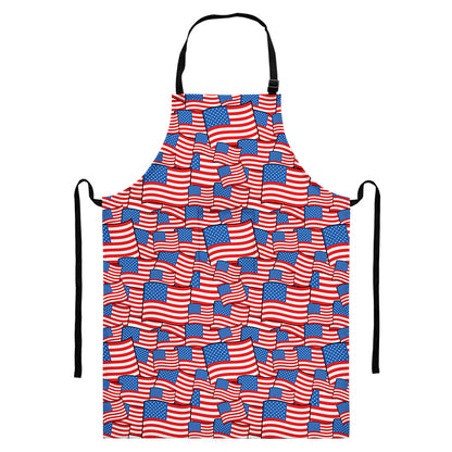 4th of July USA Flag Pattern Print Bib Apron With Pocket