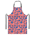 4th of July USA Flag Pattern Print Bib Apron With Pocket