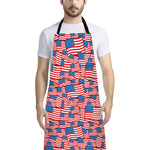 4th of July USA Flag Pattern Print Bib Apron With Pocket