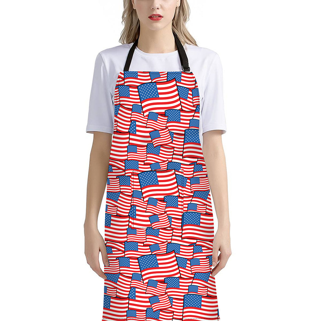 4th of July USA Flag Pattern Print Bib Apron With Pocket