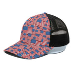 4th of July USA Flag Pattern Print Black Mesh Trucker Cap