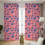 4th of July USA Flag Pattern Print Blackout Pencil Pleat Curtains