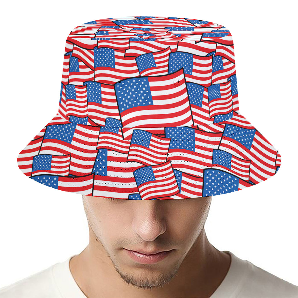 4th of July USA Flag Pattern Print Bucket Hat