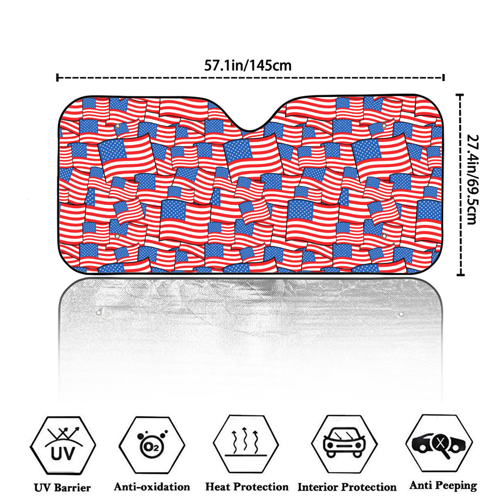 4th of July USA Flag Pattern Print Car Windshield Sun Shade