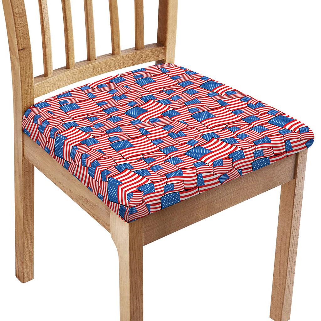 4th of July USA Flag Pattern Print Chair Cushion Cover