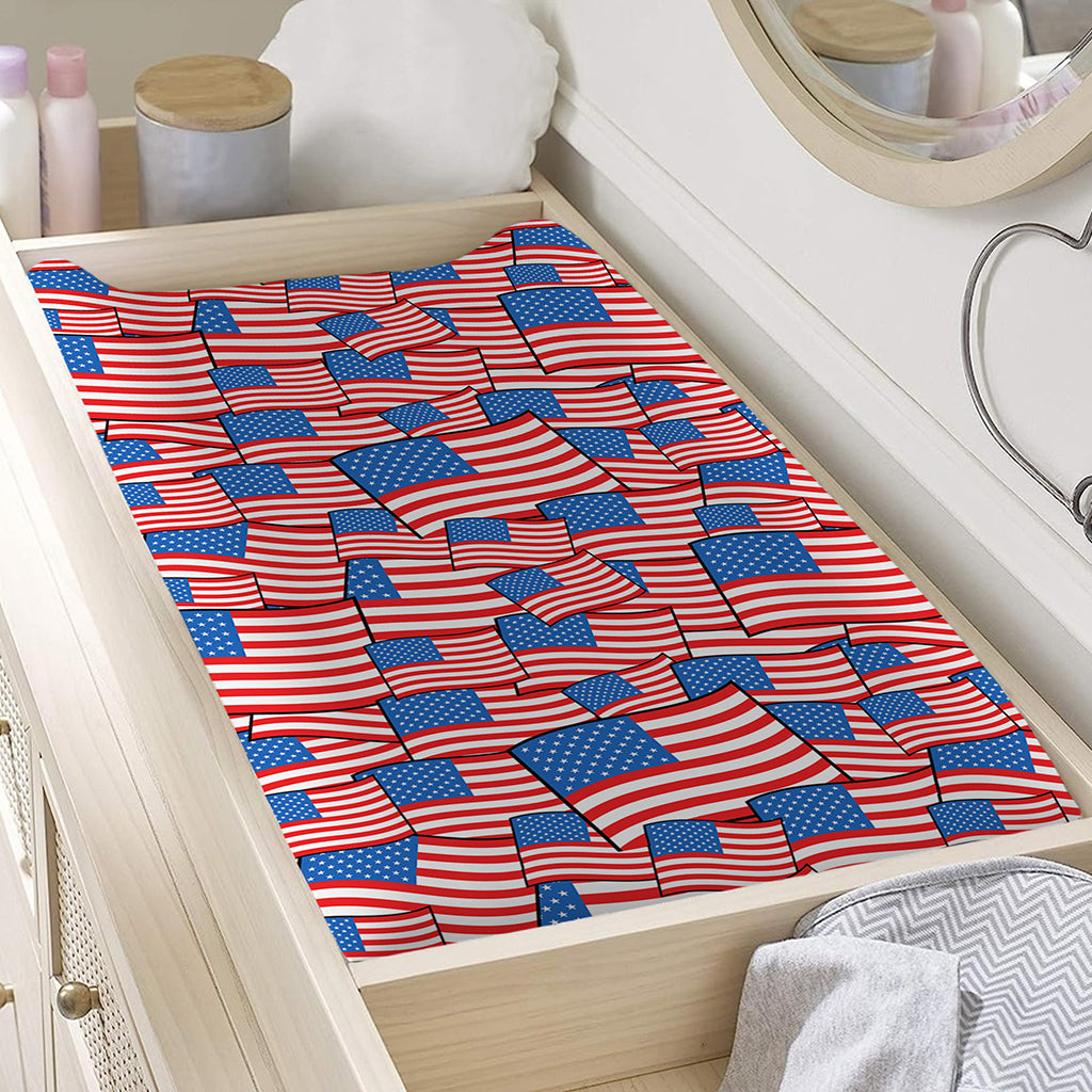 4th of July USA Flag Pattern Print Changing Pad Cover