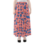 4th of July USA Flag Pattern Print Chiffon Maxi Skirt