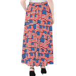 4th of July USA Flag Pattern Print Chiffon Maxi Skirt