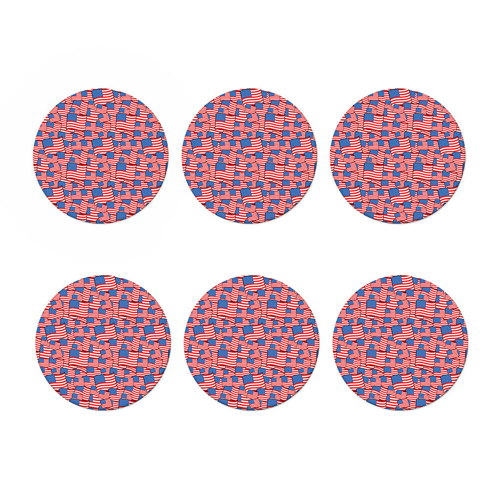 4th of July USA Flag Pattern Print Coaster Set