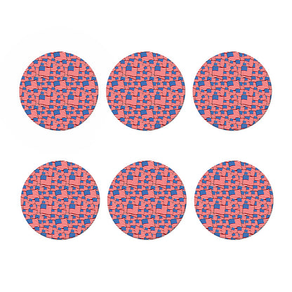 4th of July USA Flag Pattern Print Coaster Set