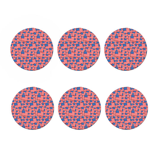 4th of July USA Flag Pattern Print Coaster Set