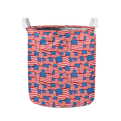 4th of July USA Flag Pattern Print Collapsible Laundry Basket