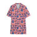 4th of July USA Flag Pattern Print Cotton Hawaiian Shirt